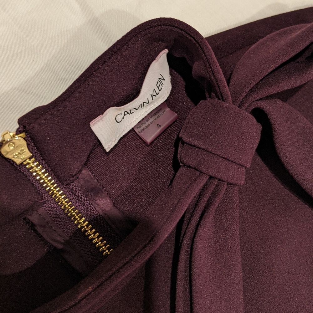 Calvin Klein Plum Sheath Dress, Size 4 - Picture 3 of 4